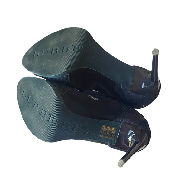 Burberry Size 39 (8.5) Peep Toe Lace Up Heels Suede,leather & Nylon - Picture 3 of 8